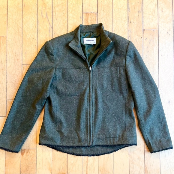 Steilmann Jackets & Blazers - Steilmann Wool Blend Dark Green Zip-Up Jacket with Frayed Hem Detail Size 10